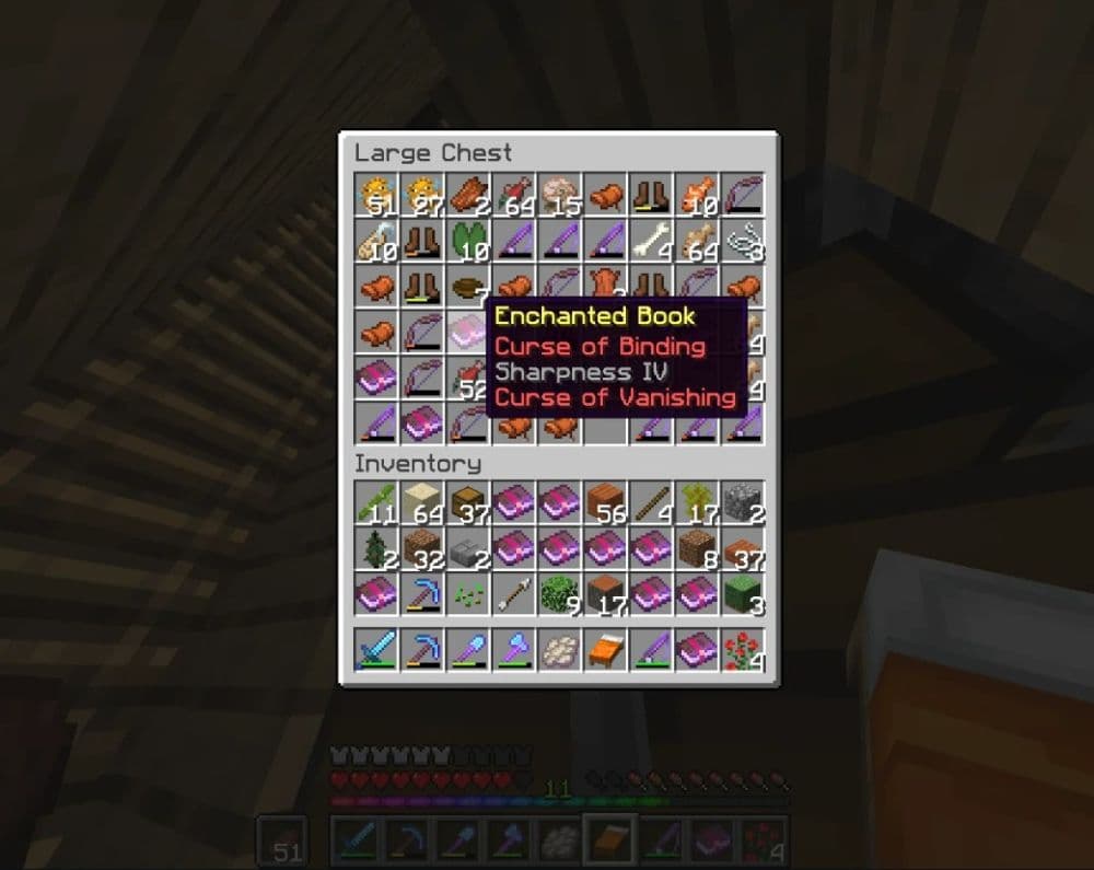 The item will vanish after a player dies if this enchantment is equipped (Image Credit: r/Minecraft)