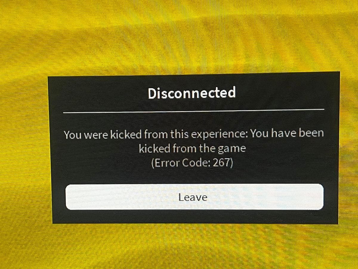 Roblox error code 267