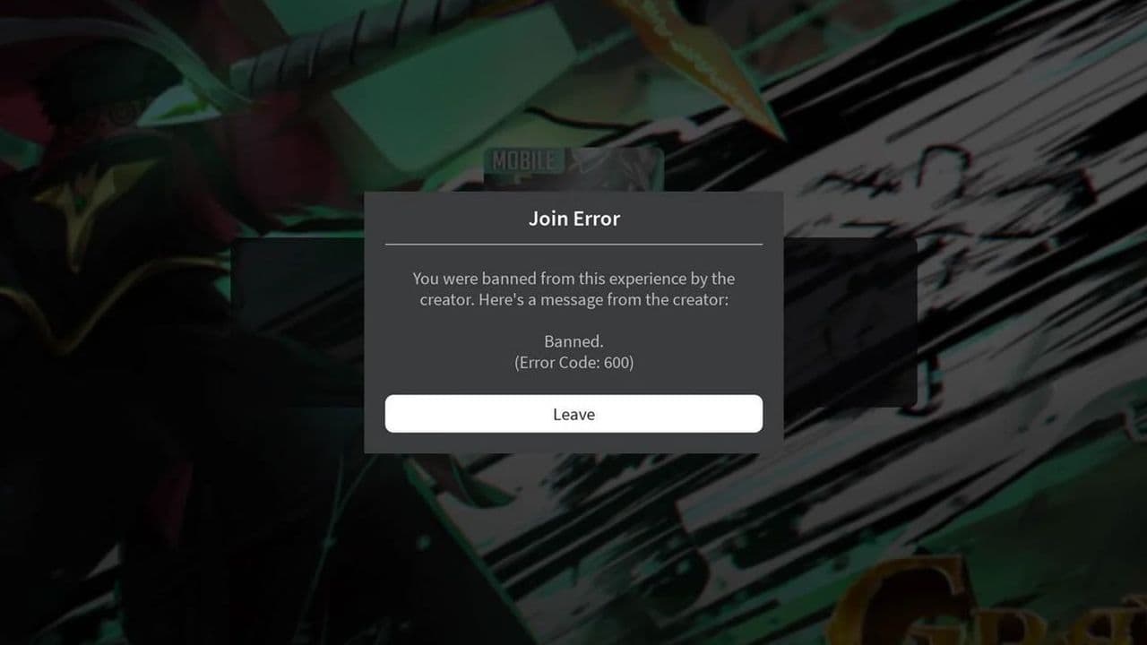 Roblox error code 600