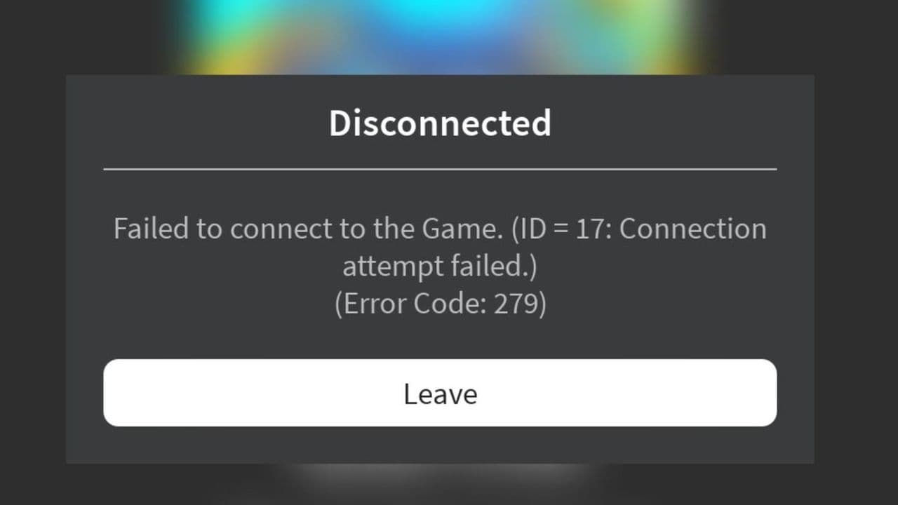 Roblox error code 279