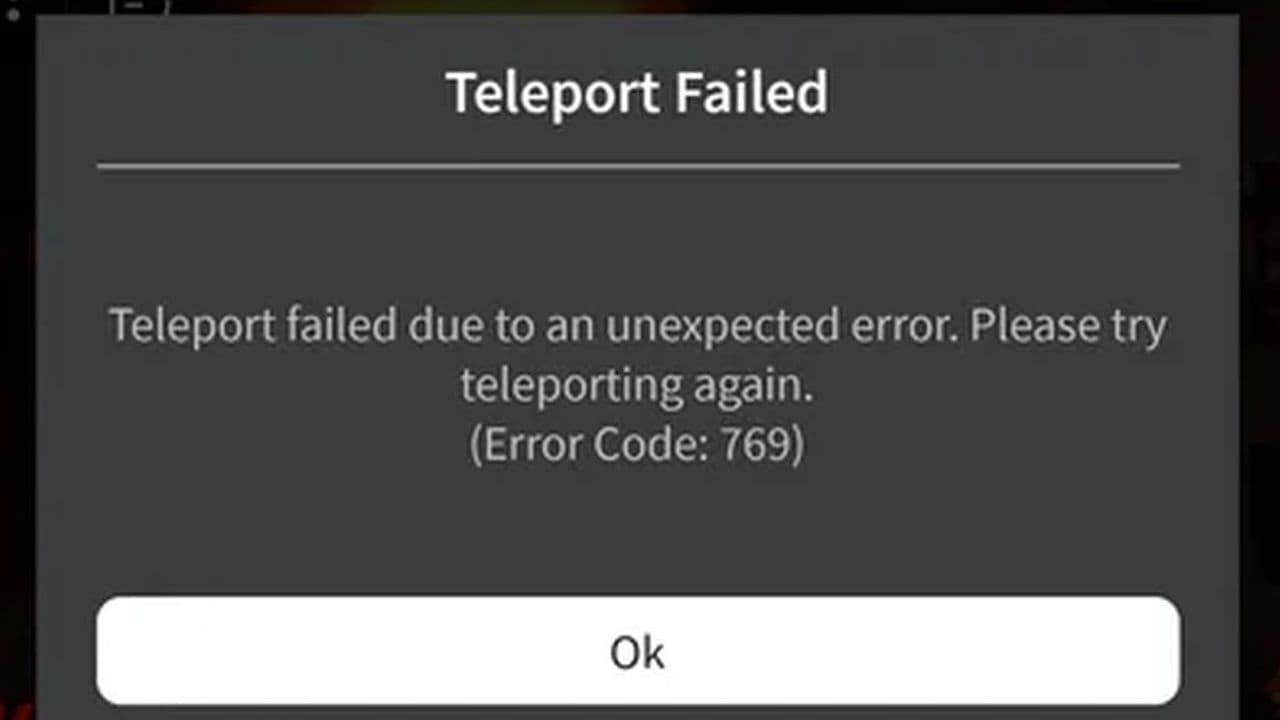 Roblox error code 769 teleport failed