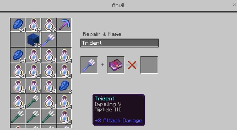 Deals extra damage to underwater creatures and mobs in water (Image Credit: r/Minecraft)