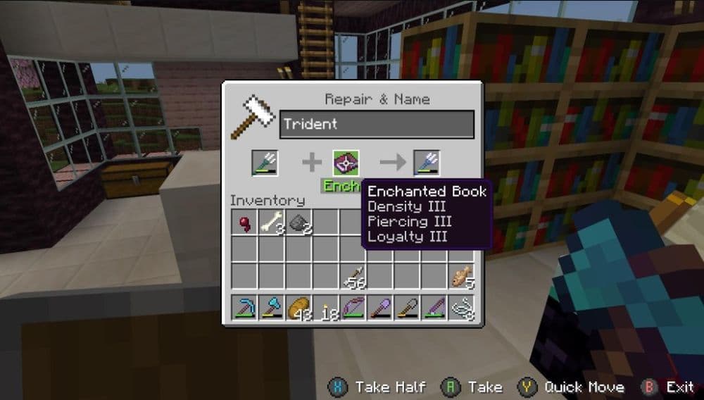 Returns your trident automatically after you throw it (Image Credit: r/Minecraft)