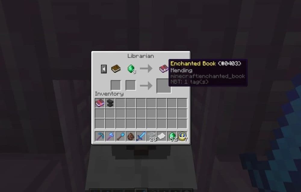 Repairs itself automatically using collected experience points (Image Credit: r/Minecraft)
