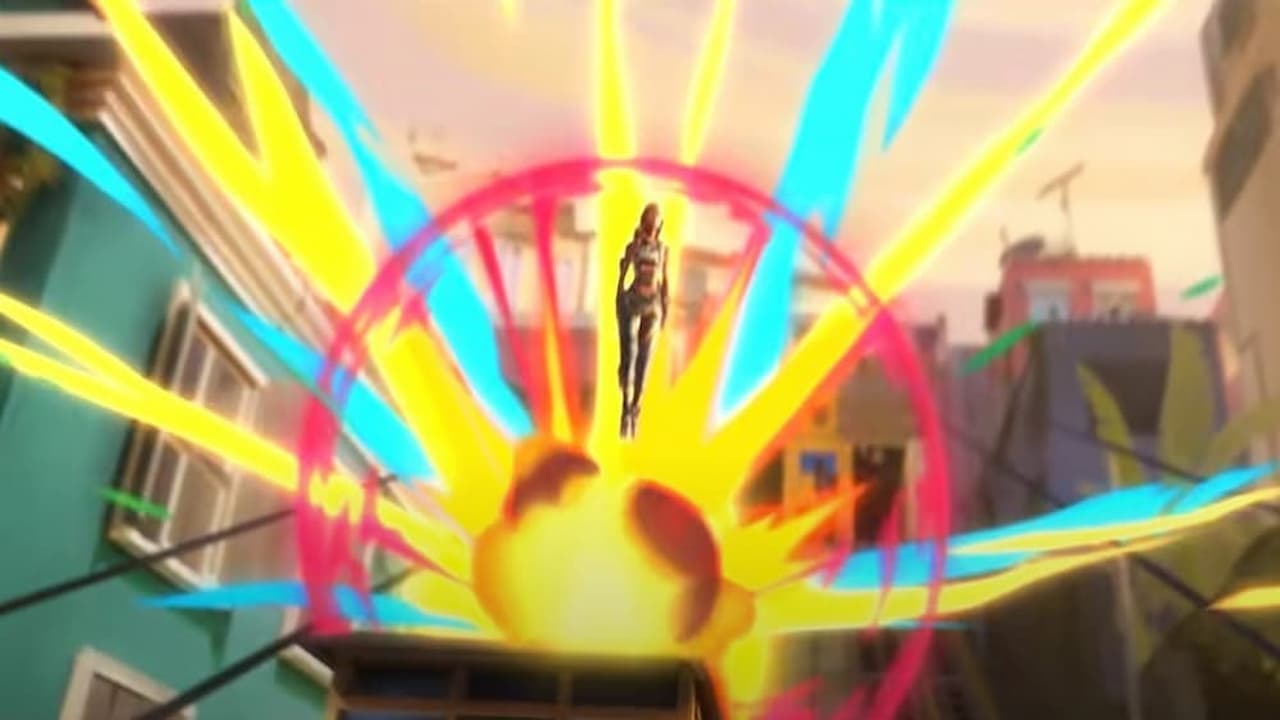 Raze using her abilities to jump in rainbow colors