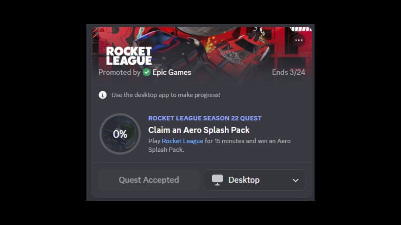 Rocket League Aero Splash Pack quest