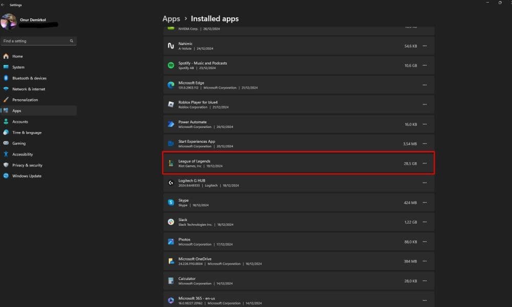 You can find League of Legends on the “Installed Apps” menu if it is properly installed on your PC (Image Credit: THESPIKEGG)