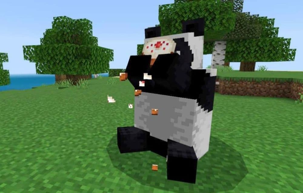 Pandas love eating a cake in Minecraft (Image Credit: Minecraft)