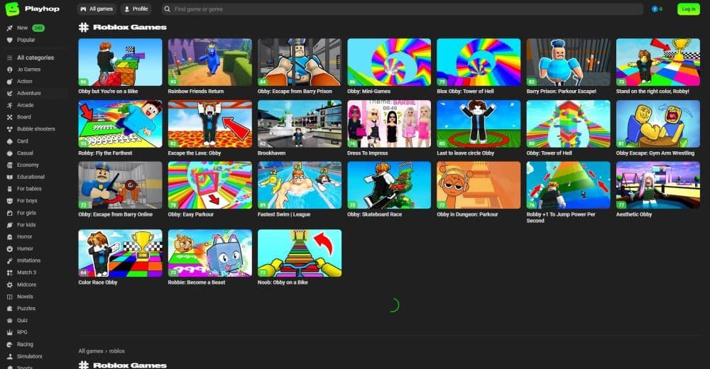 PlayHop is another platform where you can play Roblox on a browser but you may not find the games that you are looking for (Image Credit: Screengrab via PlayHop)