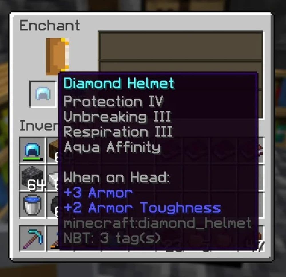 You can use Respiration and Aqua Affinity together to mine underwater faster and longer than everyone else in the game (Image Credit: r/Minecraft)