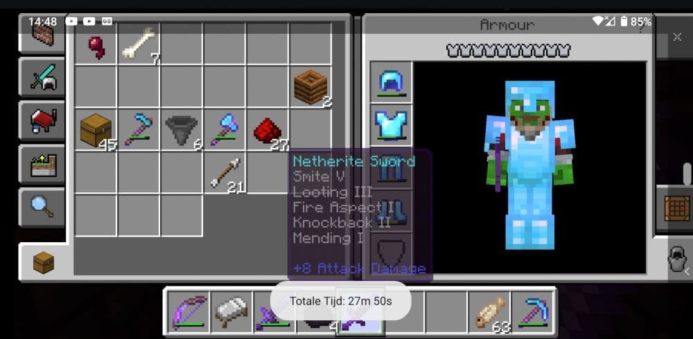 A Netherite sword enchanted with Smite is very powerful (Image Credit: r/Minecraft)